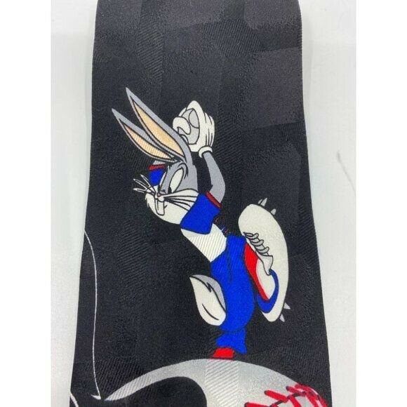 NWOT Looney Tunes Neck Tie Baseball Game Black