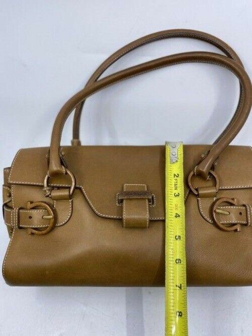 salvatore ferragamo vintage tan leather shoulder bag