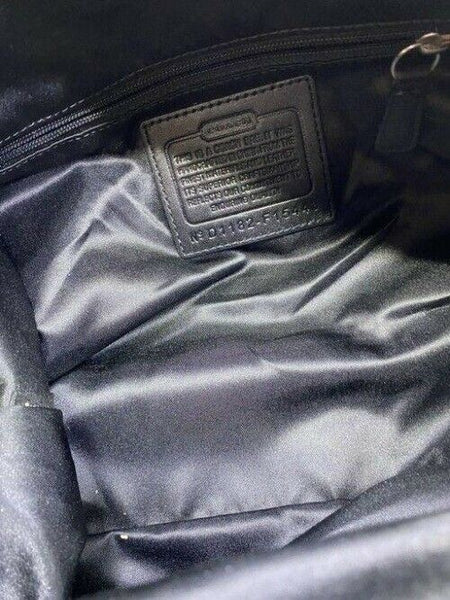 coach medium material black fabric shoulder bag