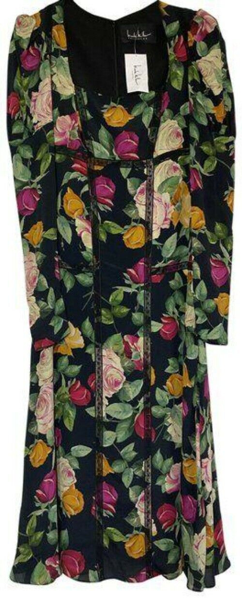 nicole miller black green pink new msrp long formal dress