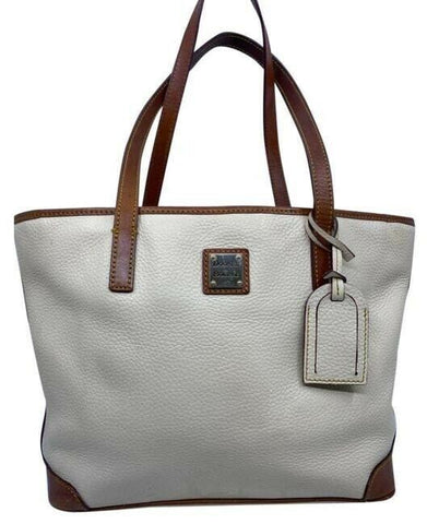 dooney and bourke bag white brown leather tote
