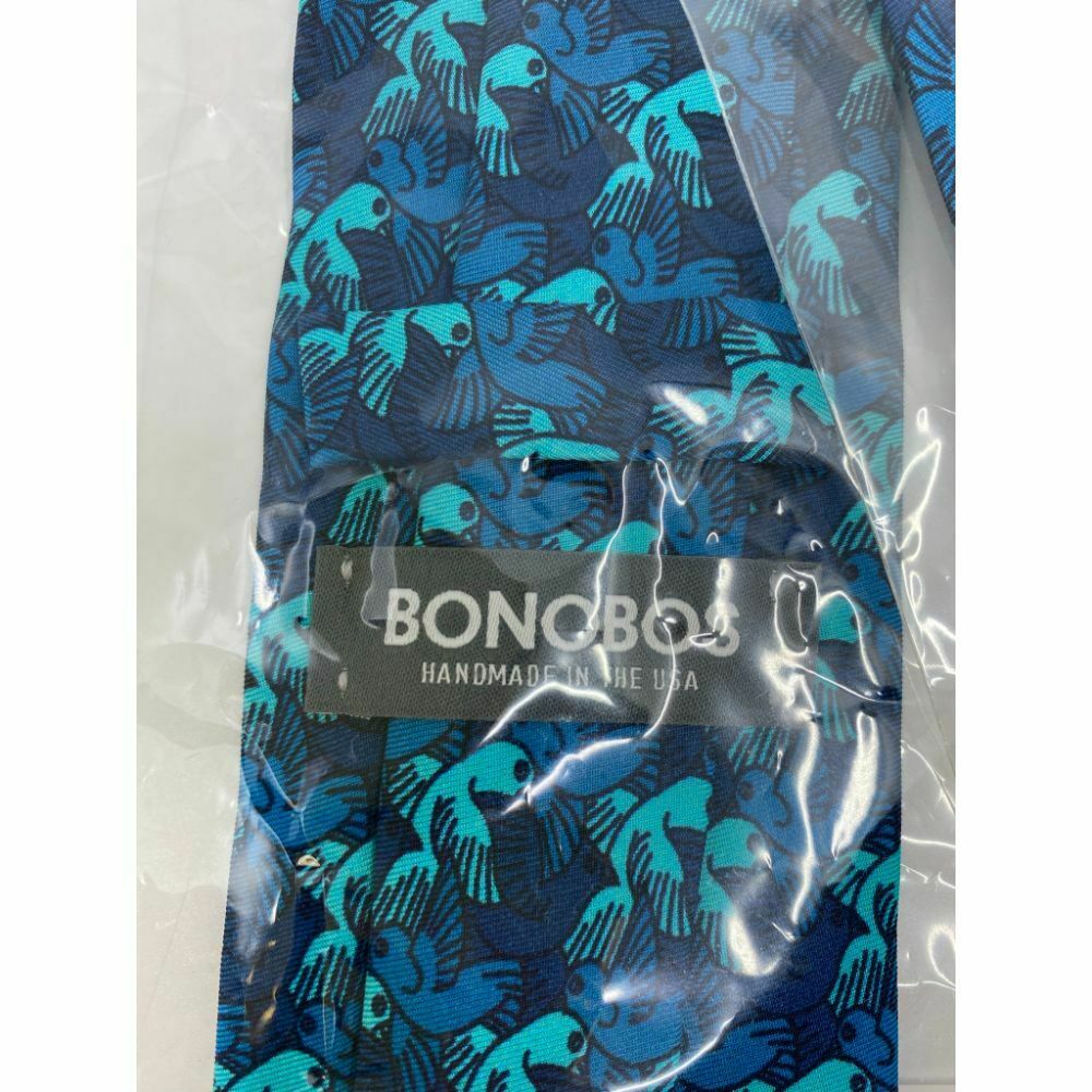 New! BONOBOS Blue Animal Print Neck Tie Msrp 95