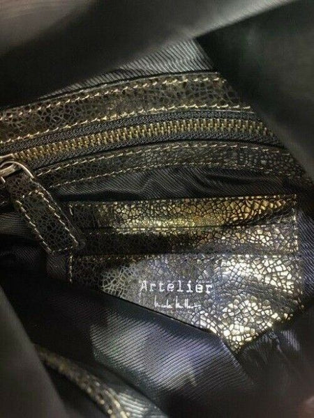Nicole Miller Msrp Black Gold Leather Cross Body Bag
