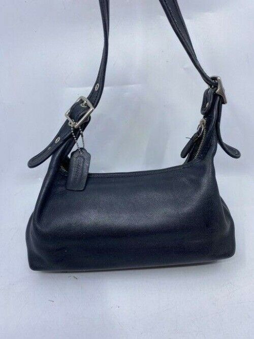 coach vintage small black leather shoulder bag