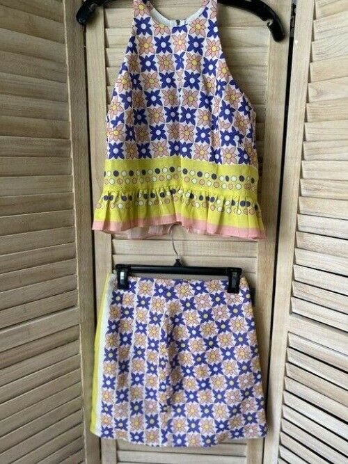 Nicole Miller multicolor floral linen skirt and set msrp blouse