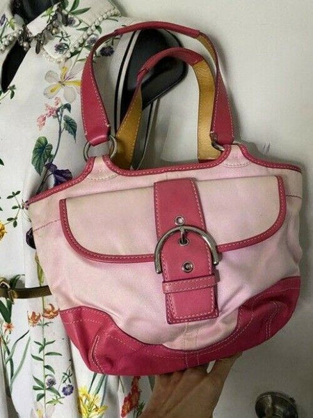 coach medium material pink fabric shoulder bag