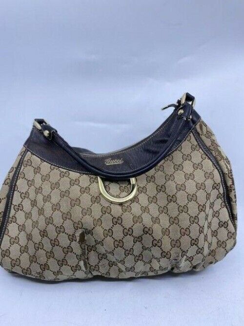Gucci tote all over logo beige brown jacquard fabric hobo bag
