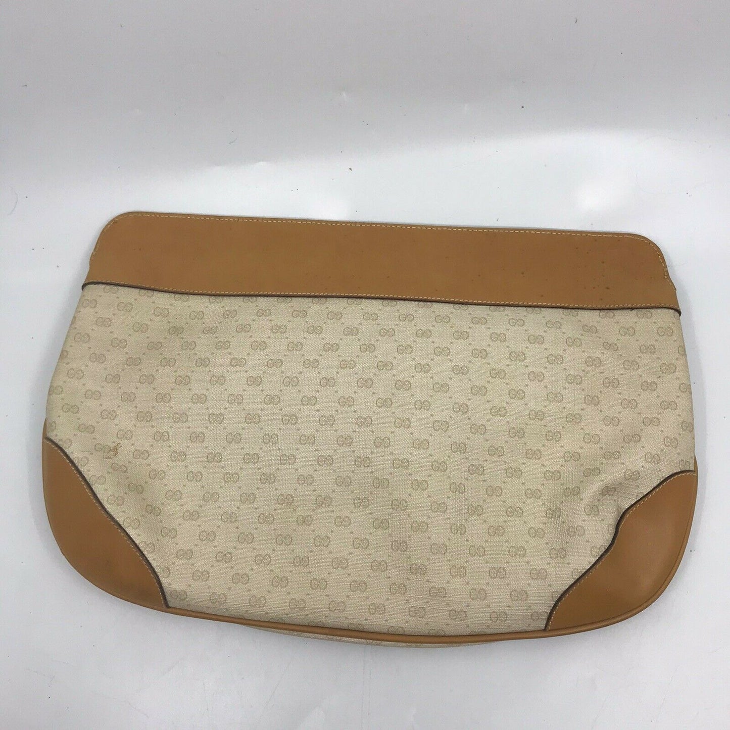 GUCCI Vintage Beige All Over Logo Clutch Bag