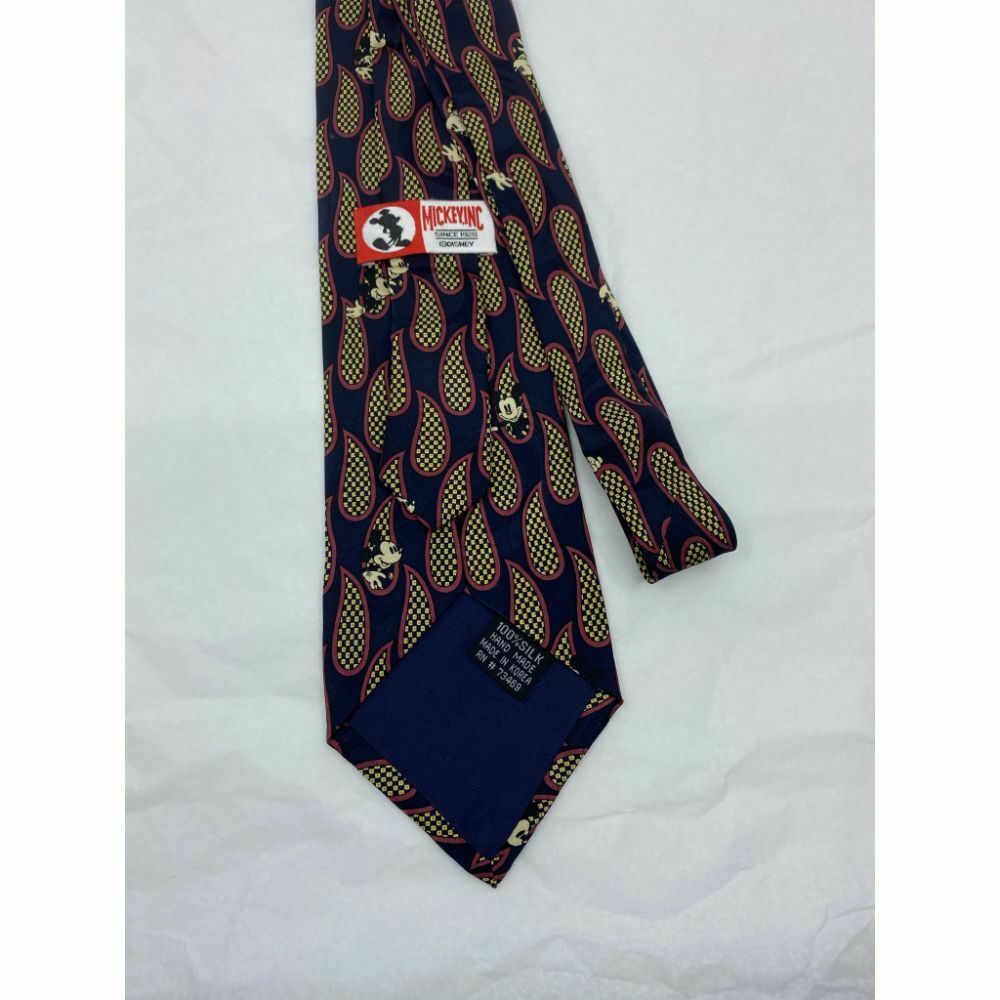 MICKEY MOUSE Disney Neck Tie Black Green Hand Made 100% Silk