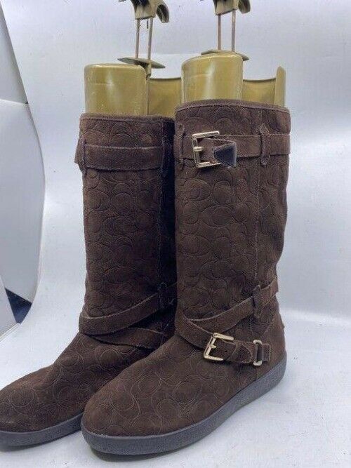 Coach Brown Tall Suede Bootsbooties Size Us