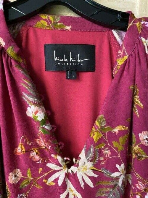 nicole miller purple green white floral msrp long casual maxi dress