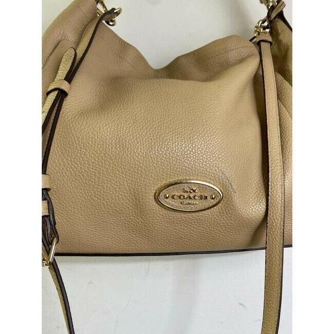 coach medium w adjustable strap tan leather cross body bag