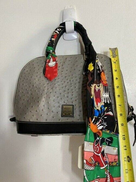dooney and bourke w ostridge print removable tunes tie sash gray leather shoulde
