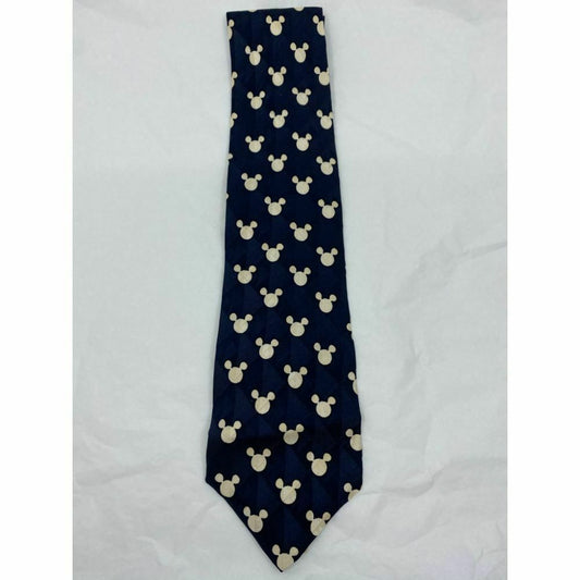 New! MICKEY MOUSE Disney Neck Tie Blue Cream 100% Silk Handmade