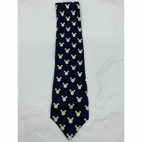 New! MICKEY MOUSE Disney Neck Tie Blue Cream 100% Silk Handmade