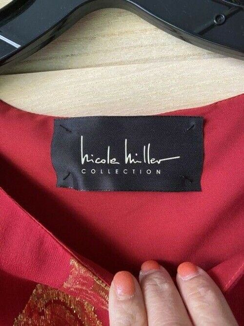 nicole miller red gold msrp long casual maxi dress