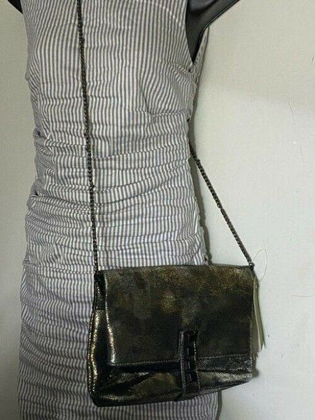 Nicole Miller Msrp Black Gold Leather Cross Body Bag