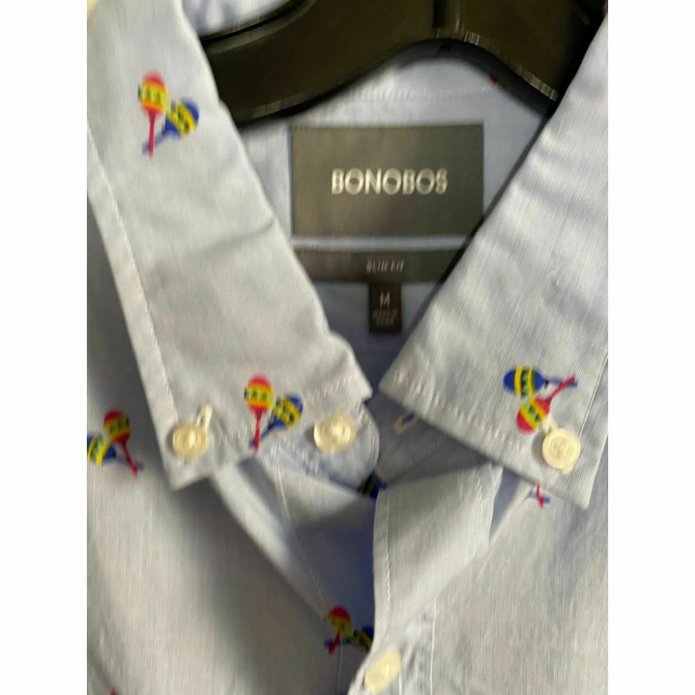 BONOBOS Light Blue Printed Long Sleeve Button Down Shirt Size M