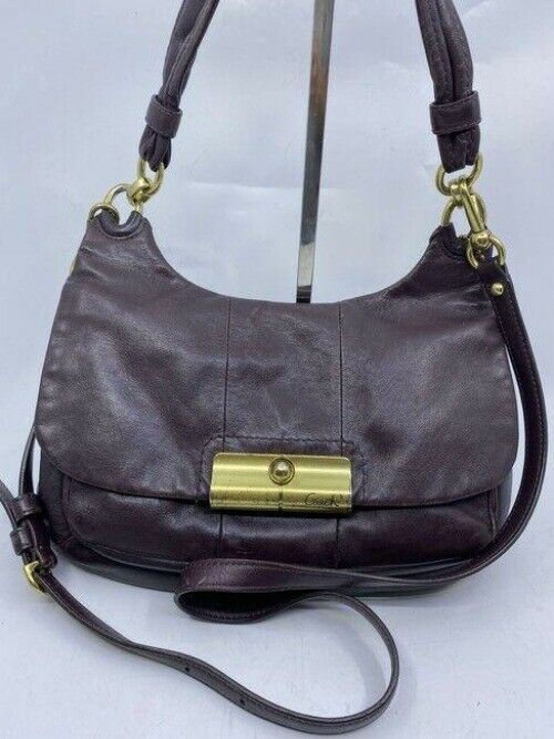 coach vintage rare brown leather cross body bag
