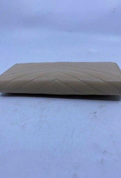 Saint Laurent Beige Monogram Zip Around Wallet