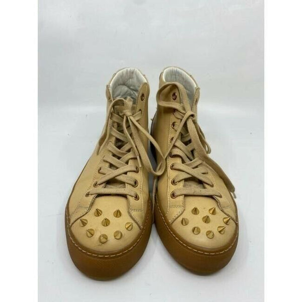RUTHIE DAVIS Tan Leather Mid Top Fashion Sneakers w/ Spikes Size 8