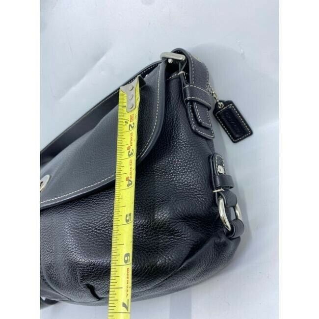 coach medium w adjustable strap black leather cross body bag