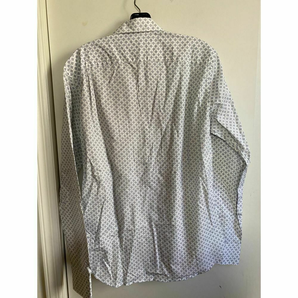 BONOBOS White Gray Printed Long Sleeve Button Down Shirt Size M