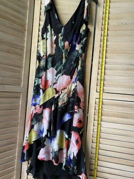 nicole miller black multicolor floral long msrp mid length casual maxi dress