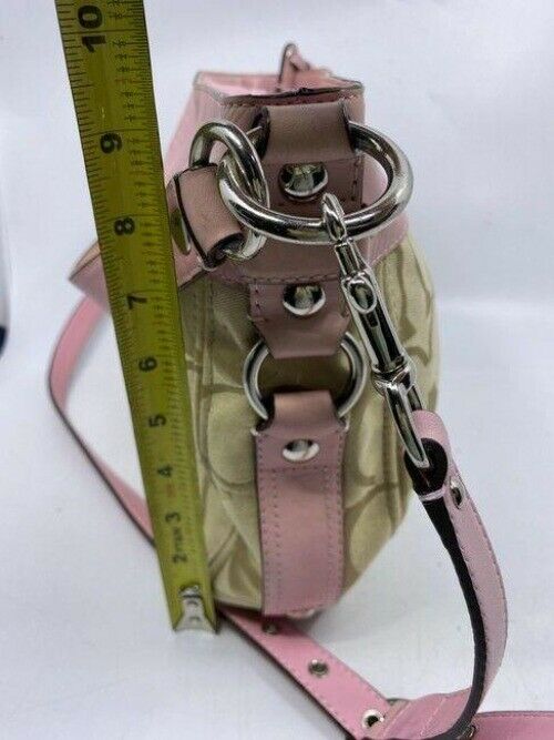 Coach Pink Beige Fabric Cross Body Bag