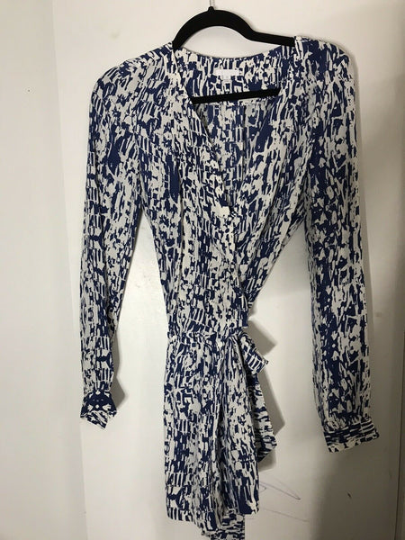 Intermix White And Blue Printed Dress Small