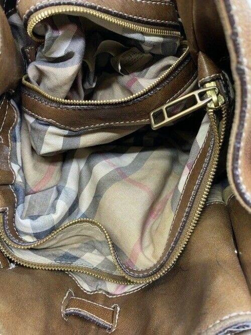 burberry vintage classic brown leather hobo bag