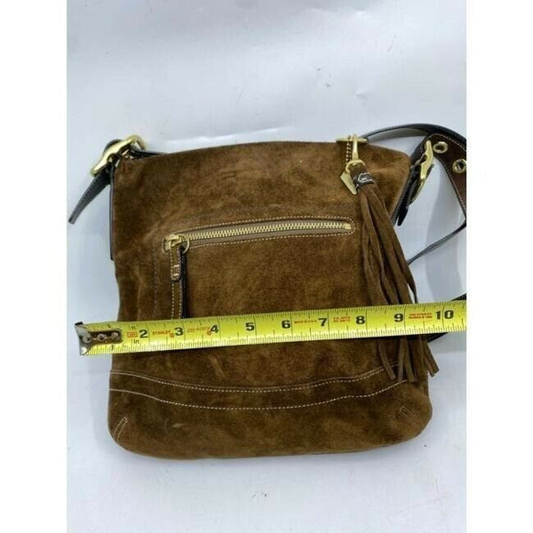 coach medium w adjustable strap tan brown leather cross body bag