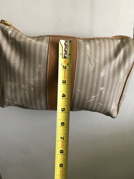FENDI Vintage Grey/Beige Medium Leather Crossbody Bag With Matching Wallet