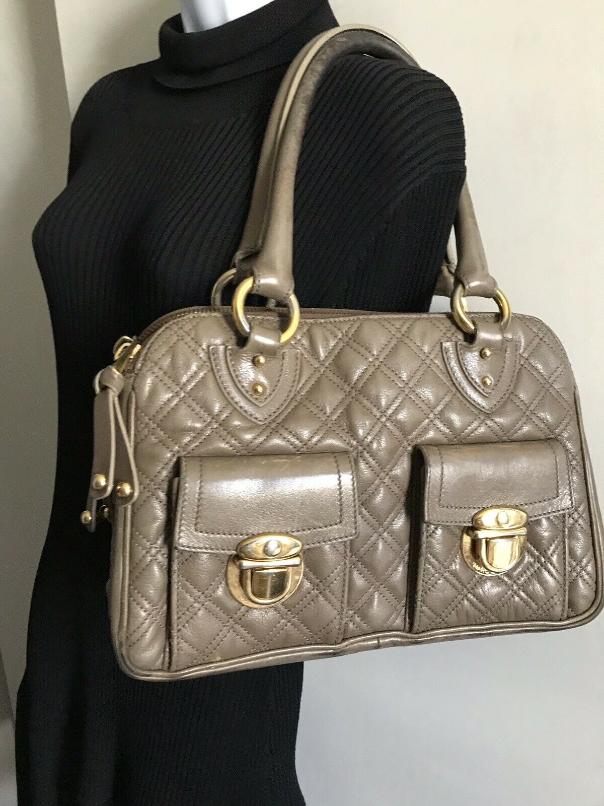 MARC JACOBS brown Leather Quilted Handbag