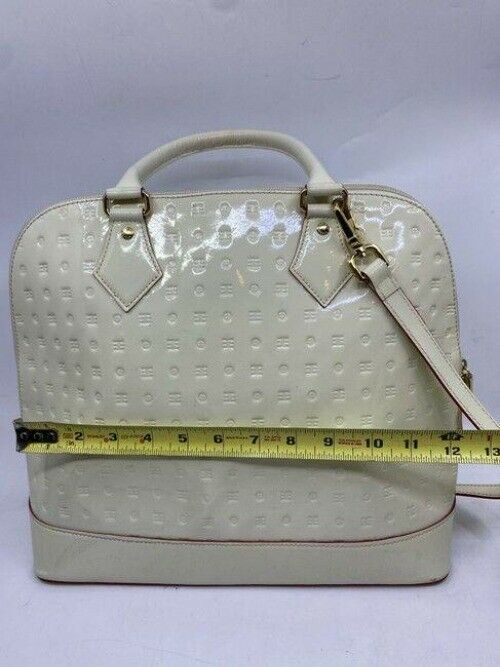 arcadia large handbag w strap white patent leather cross body bag