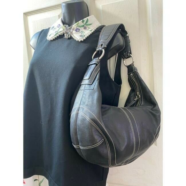 Coach Large Black Leather Hobo Bag