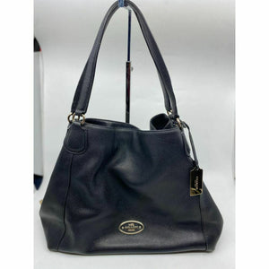 Coach Black Leather Classic Tote Bag Multiple Compartments