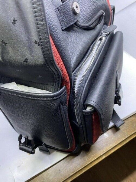 Michael Kors Hudson Logo And Utility Rucksack Crimson Leather Backpack