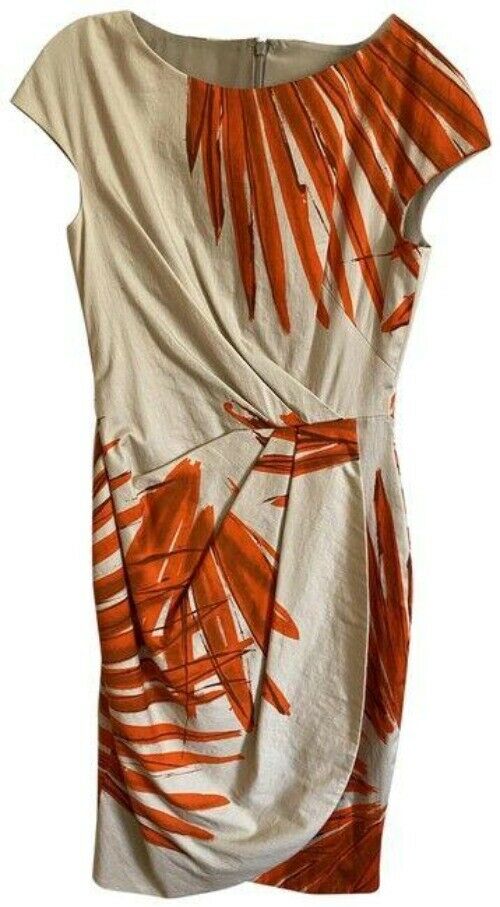 Lela Rose Orange Beige Symmetrical Small Short Casual Dress