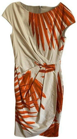 Lela Rose Orange Beige Symmetrical Small Short Casual Dress