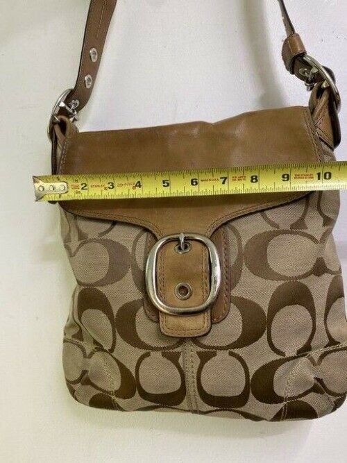 coach beige brown jacquard fabric cross body bag