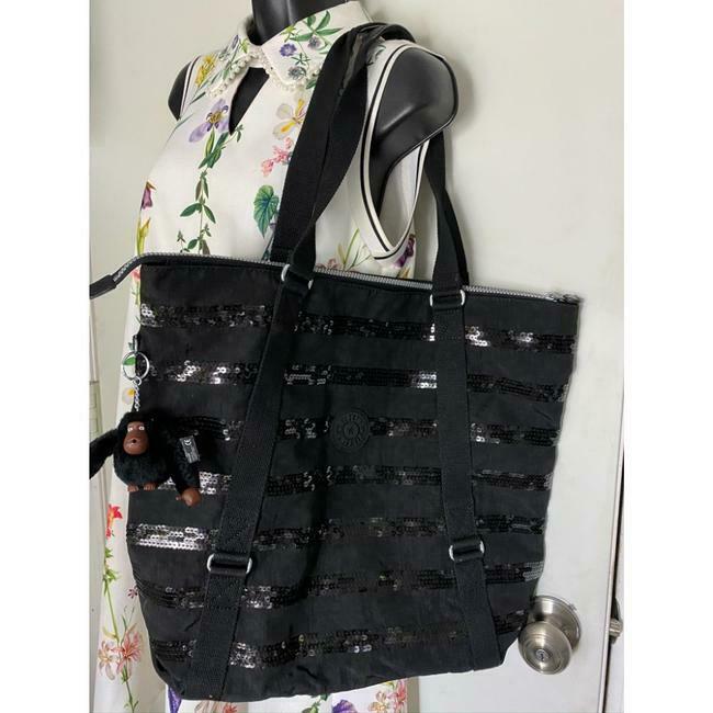 KIPLING XL Fabric Tote Bag Gray Silver