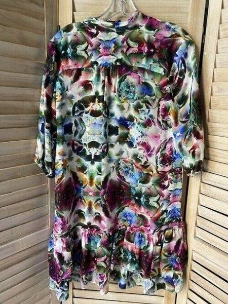 Nicole Miller multi color new tie shift MSRP short formal dress