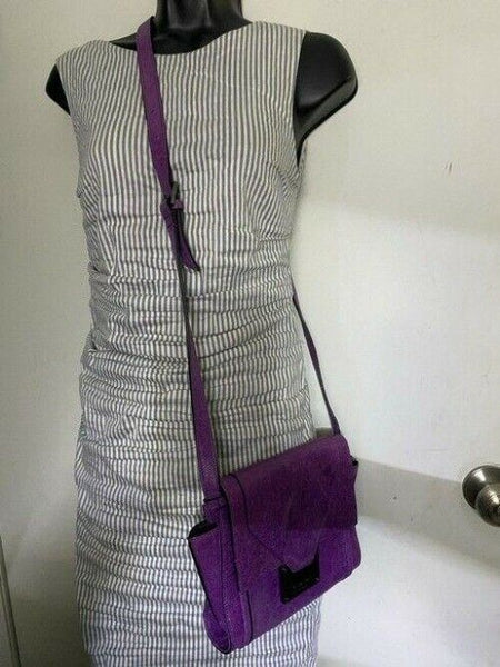 Nicole Miller Nwot Msrp Purple Leather Cross Body Bag