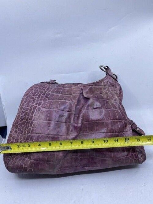 coach croc embossed eddie msrp purple shoulder bag
