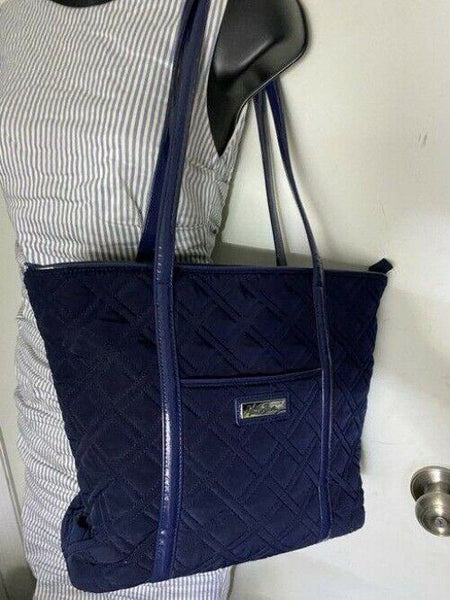 Vera Bradley Large Quilted Navy Blue Shoulder Bag