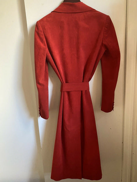 No brand Tailored Suede Red Long Coat Size Small