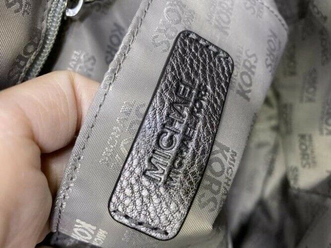 michael kors bag all over logo medium gray silver jacquard fabric tote
