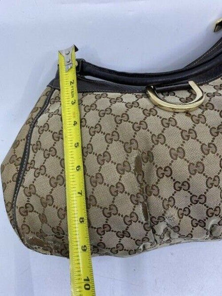 Gucci tote all over logo beige brown jacquard fabric hobo bag