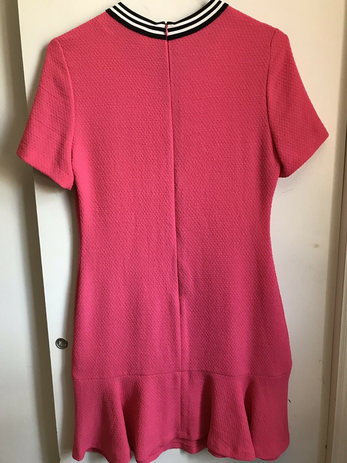 NWT SANDRO Pink SS Dress W Athletic Stripe Detail